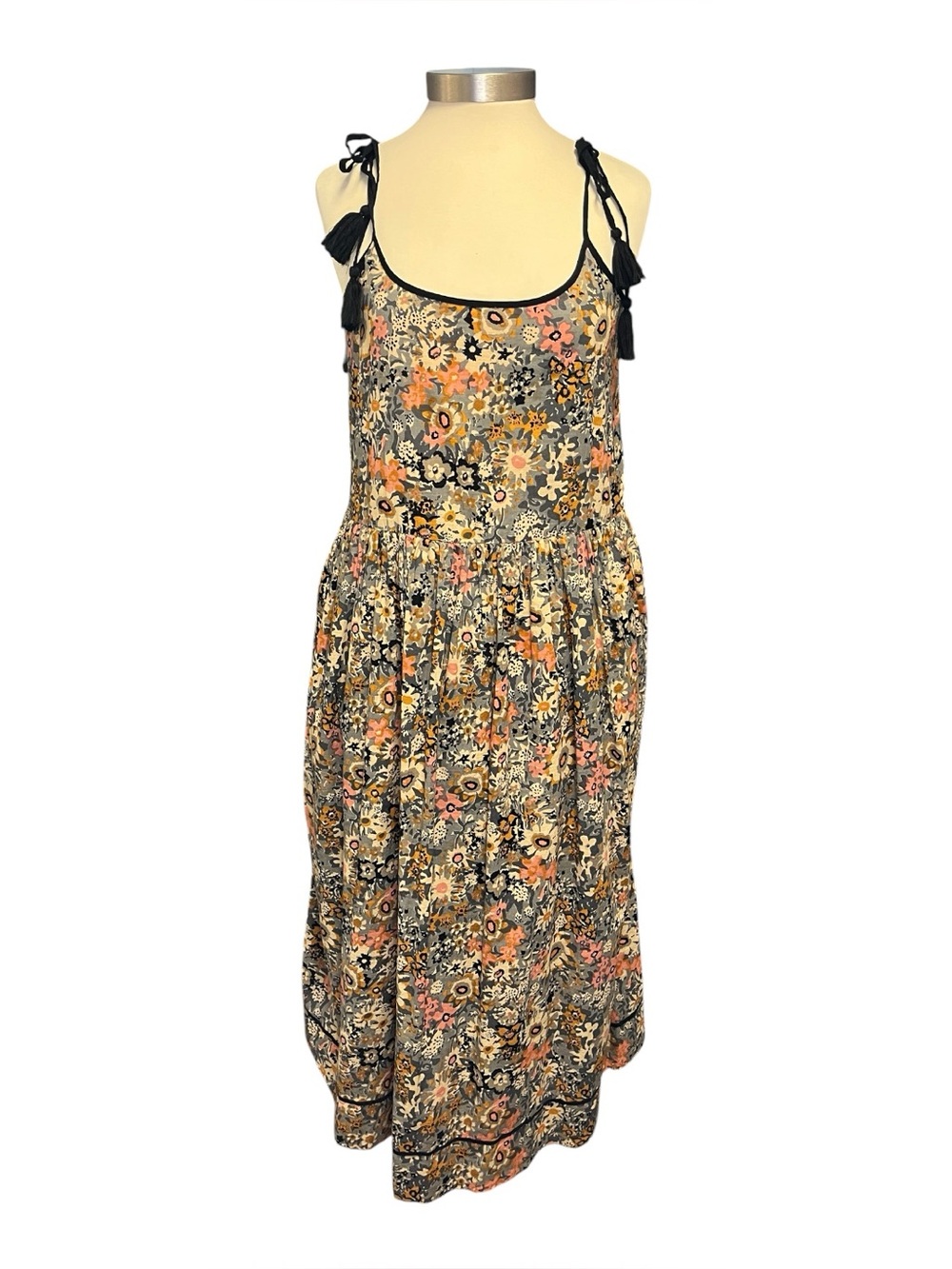 The Great Floral Tie Strap Drop waist Midi Dress